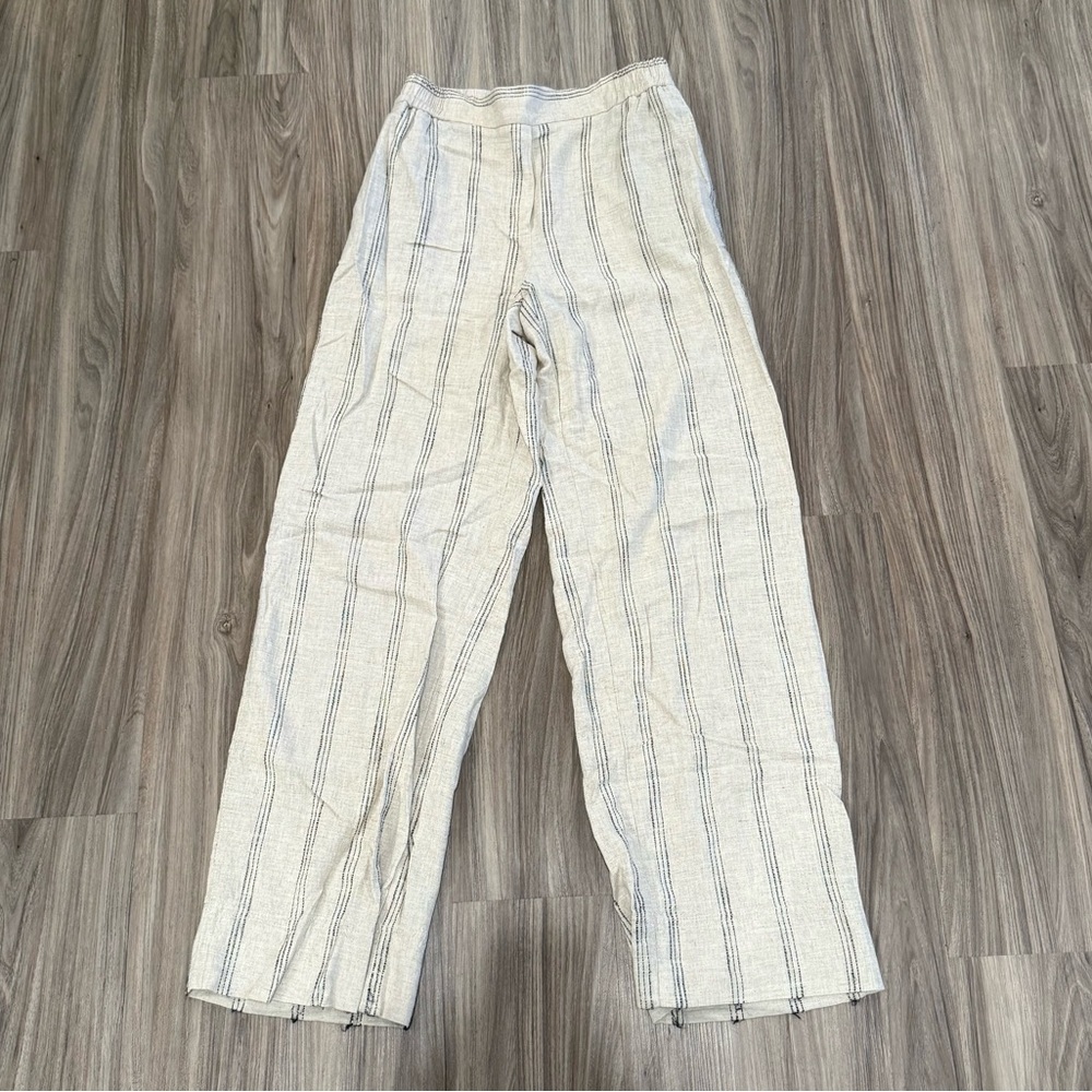 Zara Striped Linen Blend Wide Leg Pants - Picture 2 of 9